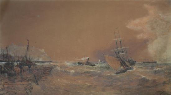 Thomas Bush Hardy (1842-1897) Vessels making for Scarborough Harbour 30.5 x 51in.